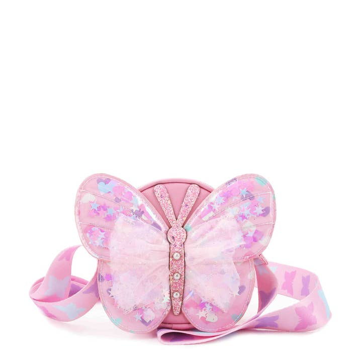 Butterfly Confetti Hearts Crossbody Bag - Bubble Gum