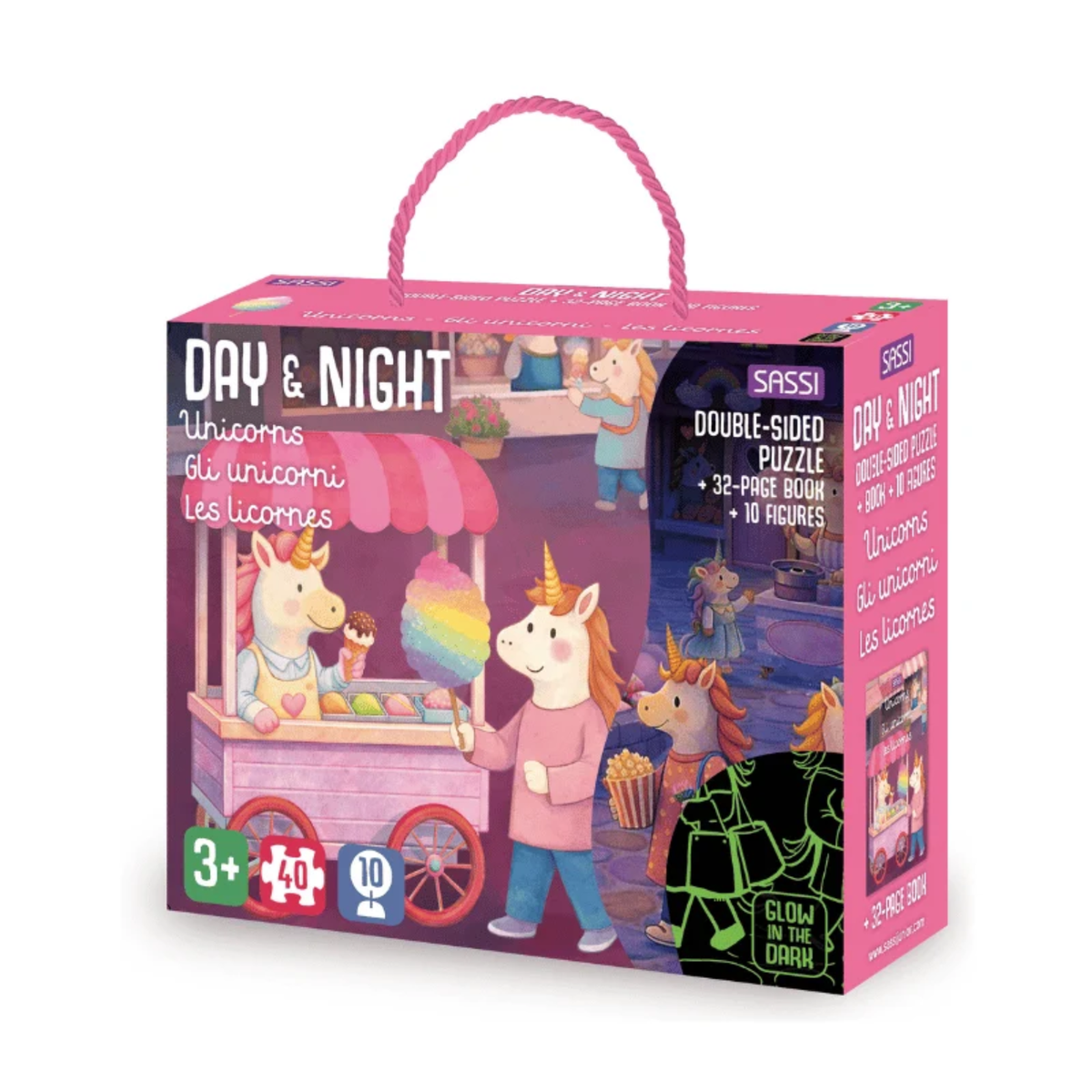 40pc Double Sided Day and Night Puzzle and Book Set- Unicorns