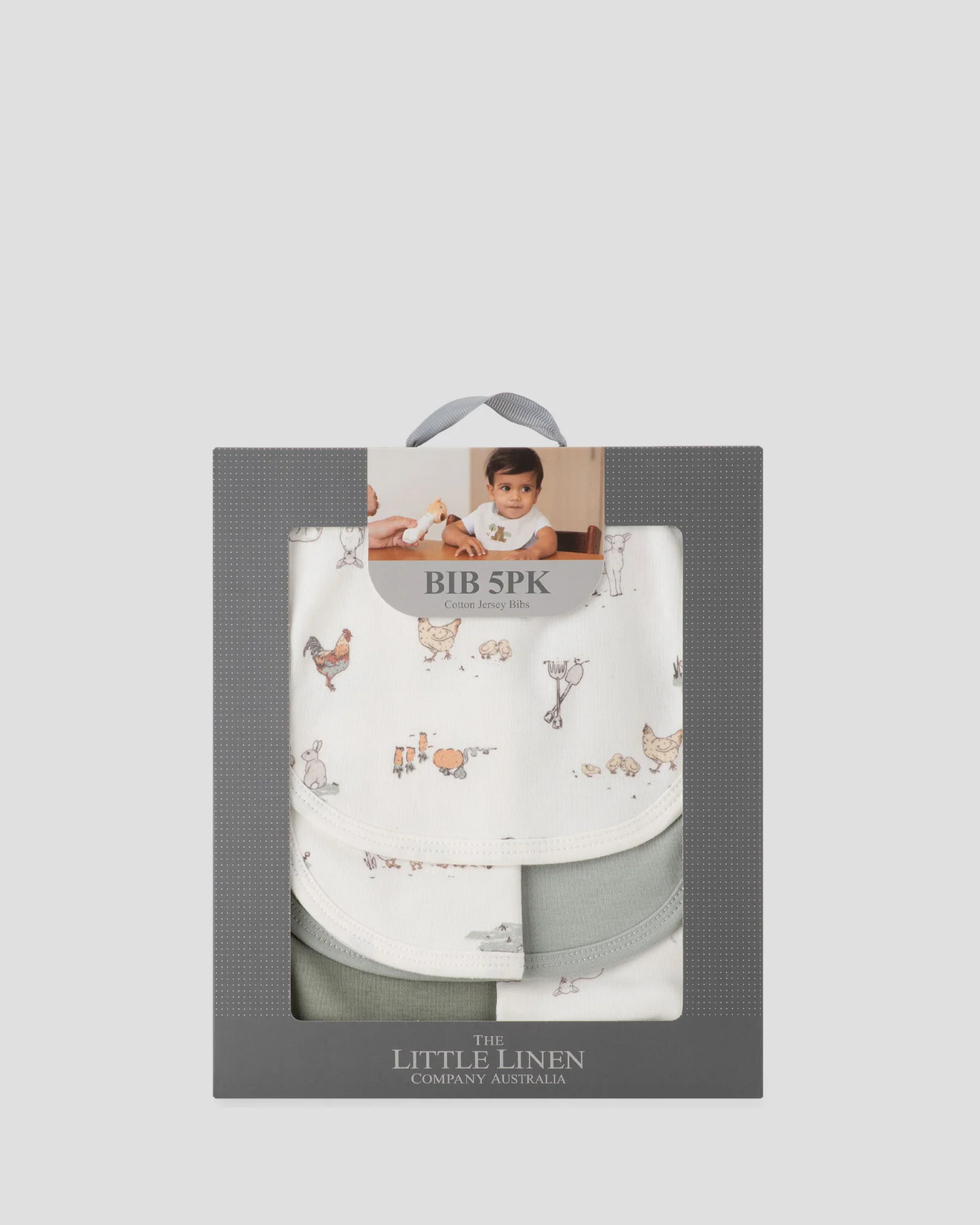 Cotton Jersey 5 Pk Bibs - Farmyard Lamb