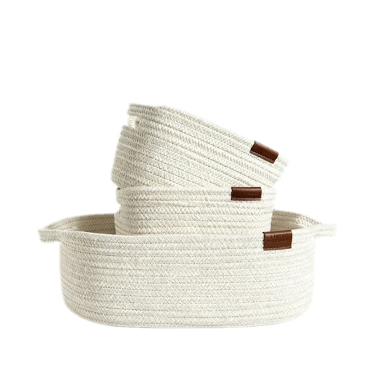3pc Cotton Rope Storage Set - Cream