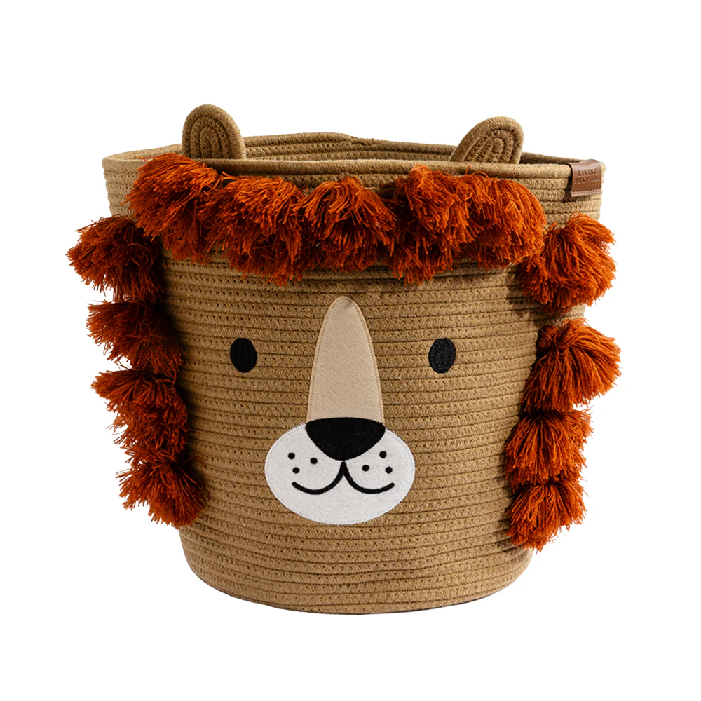 Cotton Rope Embroidered Hampers - Lion