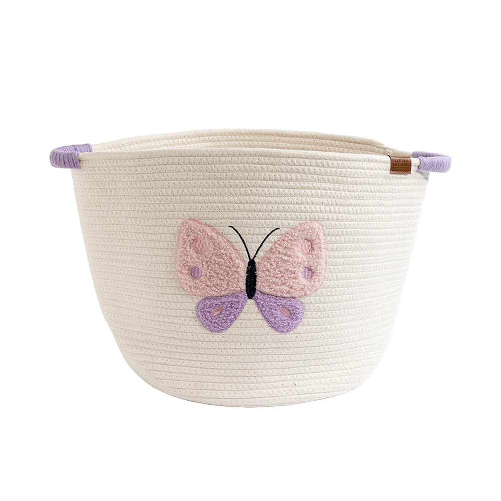 Cotton Rope Embroidered Hampers - Butterfly