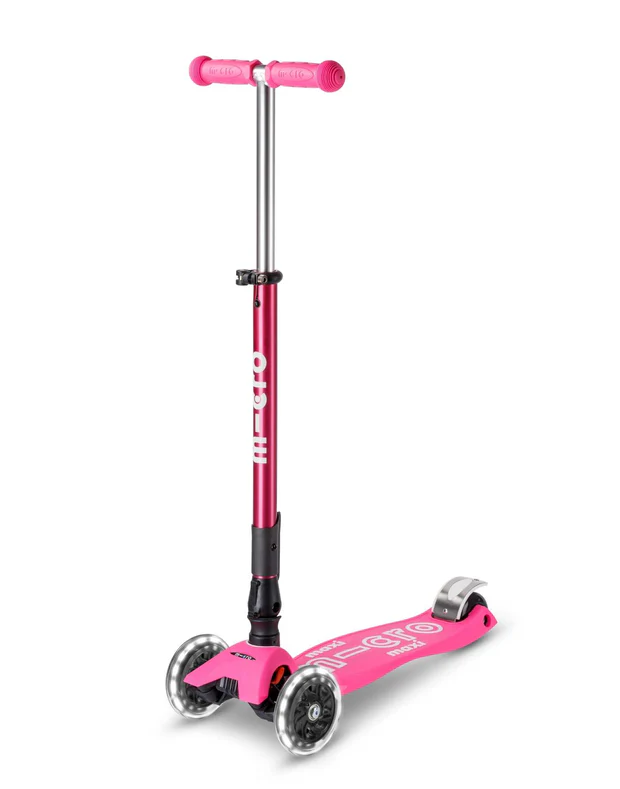 Micro Maxi Deluxe Foldable LED Scooter - Shocking Pink
