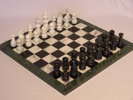 Marble Chess Set 16" - Black & White
