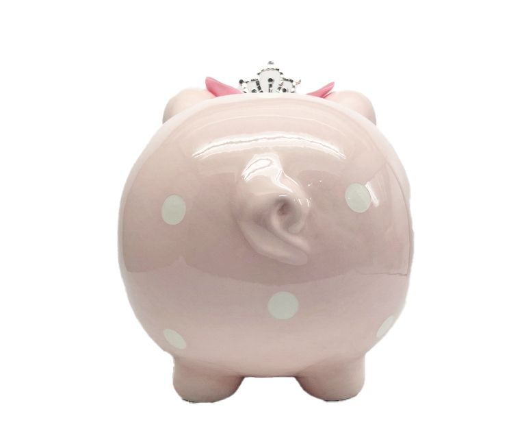 Piggy Bank - Pink Polka Dot Crown