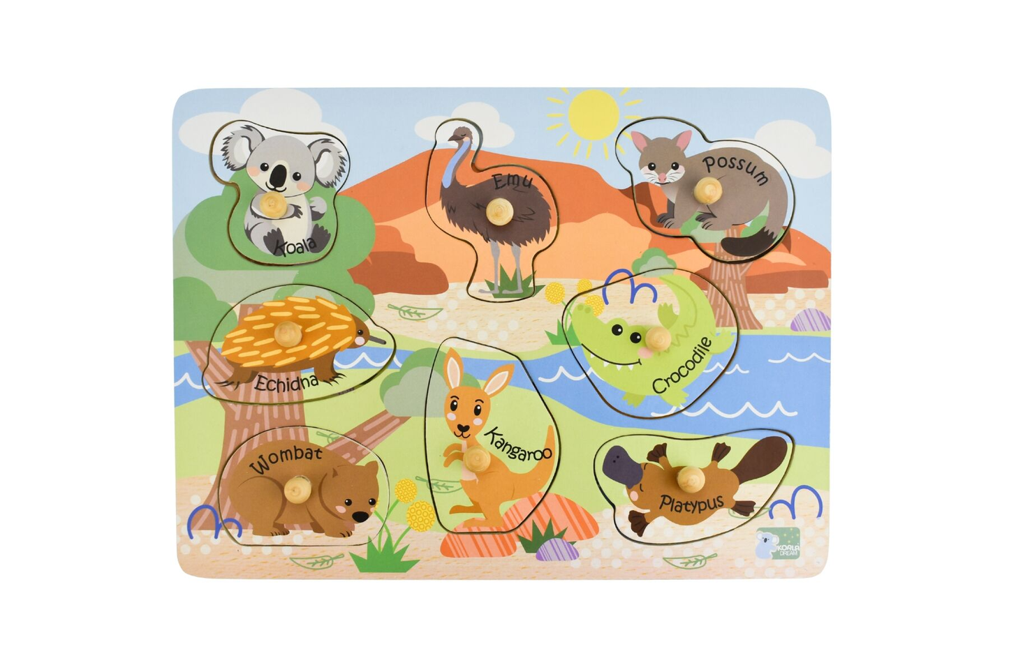 2 In 1 Aussie Animals & Their Babies Peg Puzzle