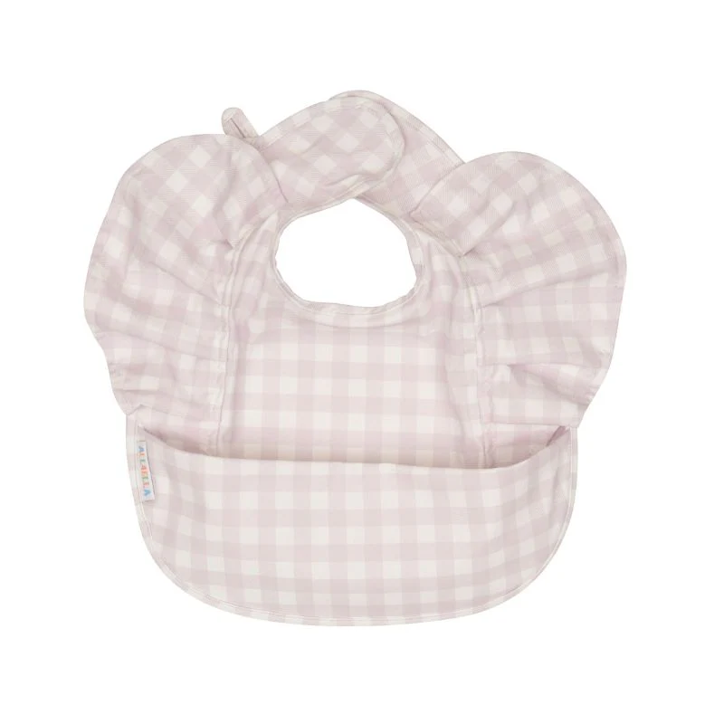 Recycled frills bib - Gingham Lilac