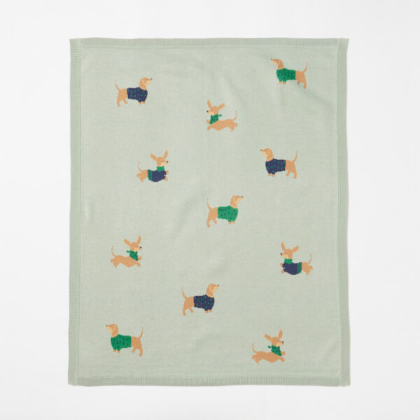 Dachshund knitted baby blanket