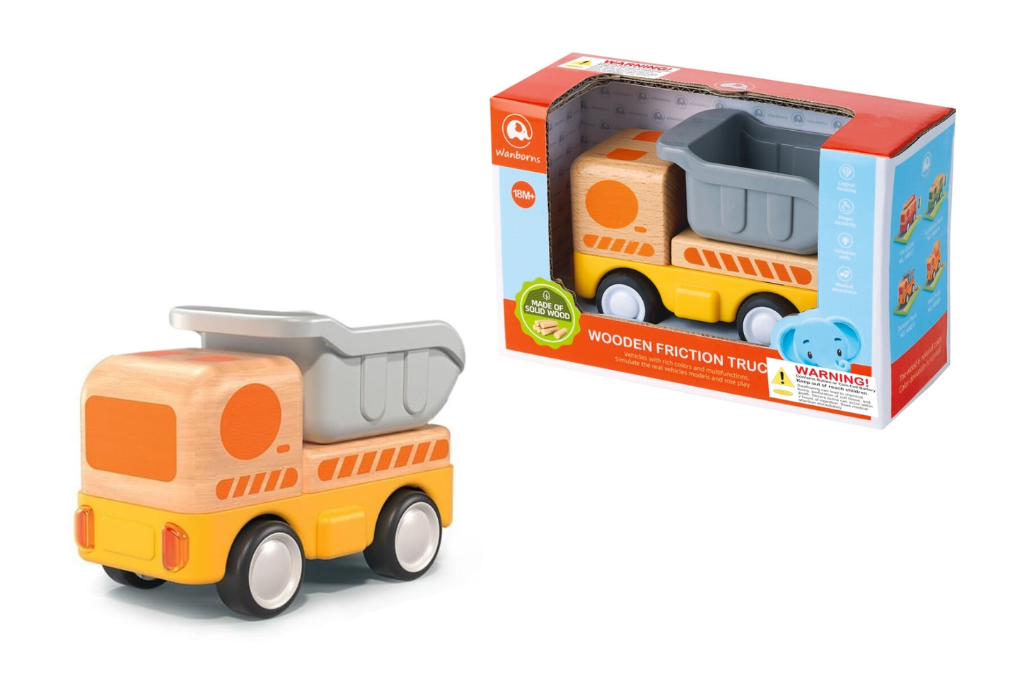 Wooden Friction Truck - Dump Truck