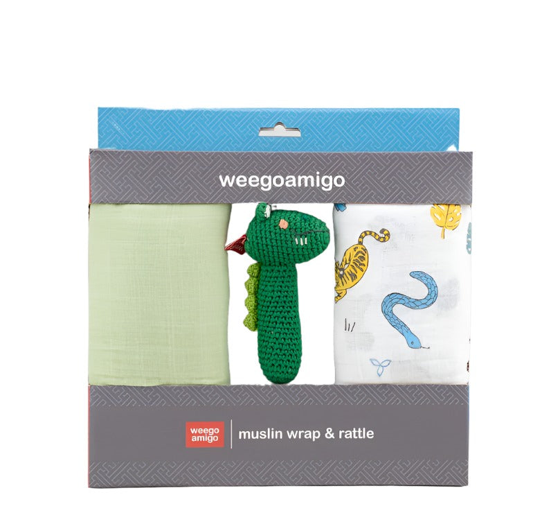 Muslin Wrap & Crochet Rattle Set - assorted