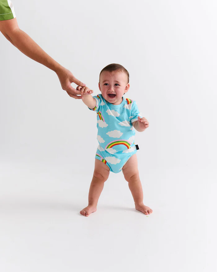 Organic Short Sleeve Romper - Cloudy Dayz