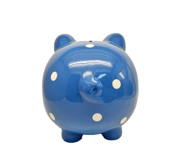 Piggy Bank - Blue Polka Dot