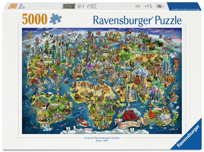 5000 pc Puzzle - Illustrated World Map