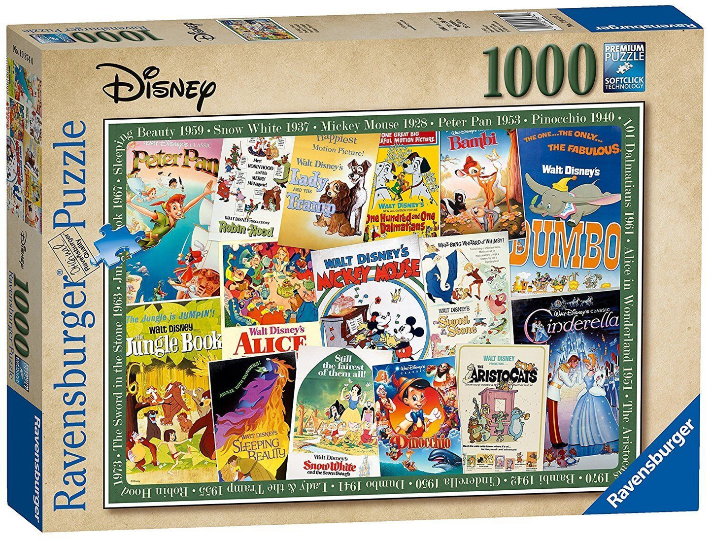1000 pc Puzzle - Disney Vintage Movie Posters