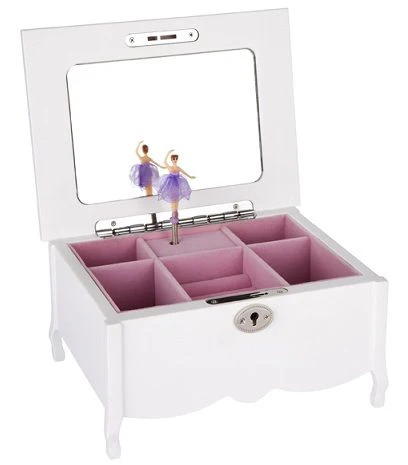 Wooden Ballerina Jewellery Box with legs - white