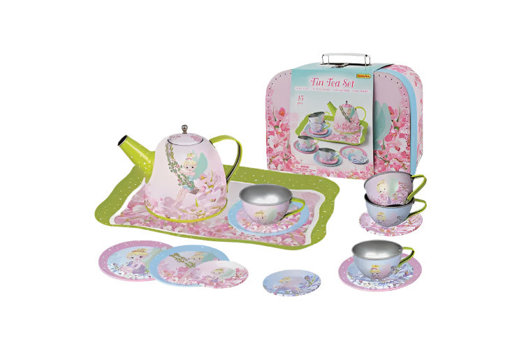 Fairy Tin Tea Set in Suitcase - 15 pcs
