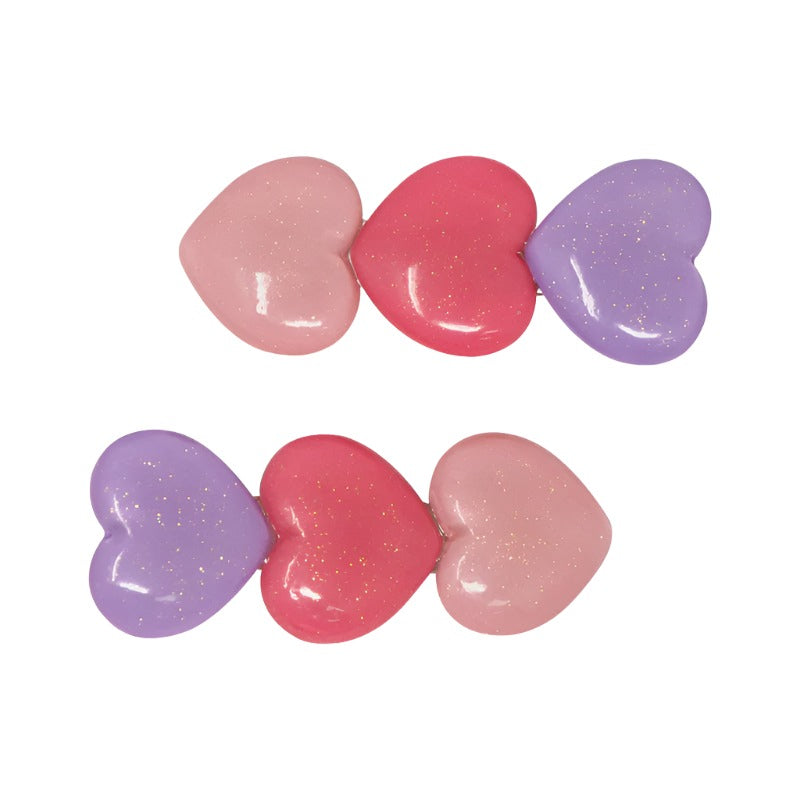Glitter Hearts Alligator Hair Clips
