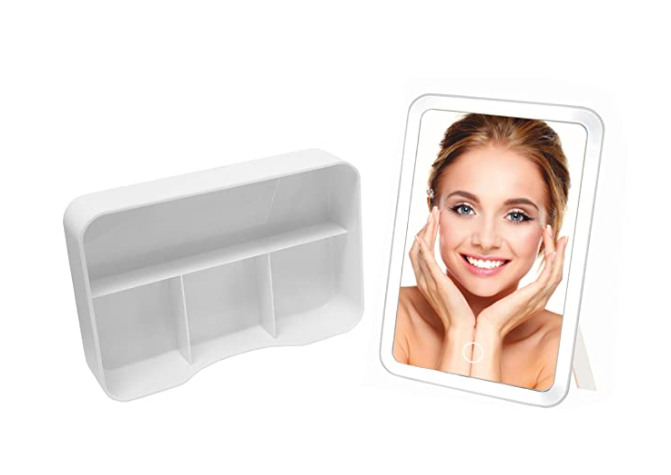LED Mirror with Cosmetic Tray & Travel Light