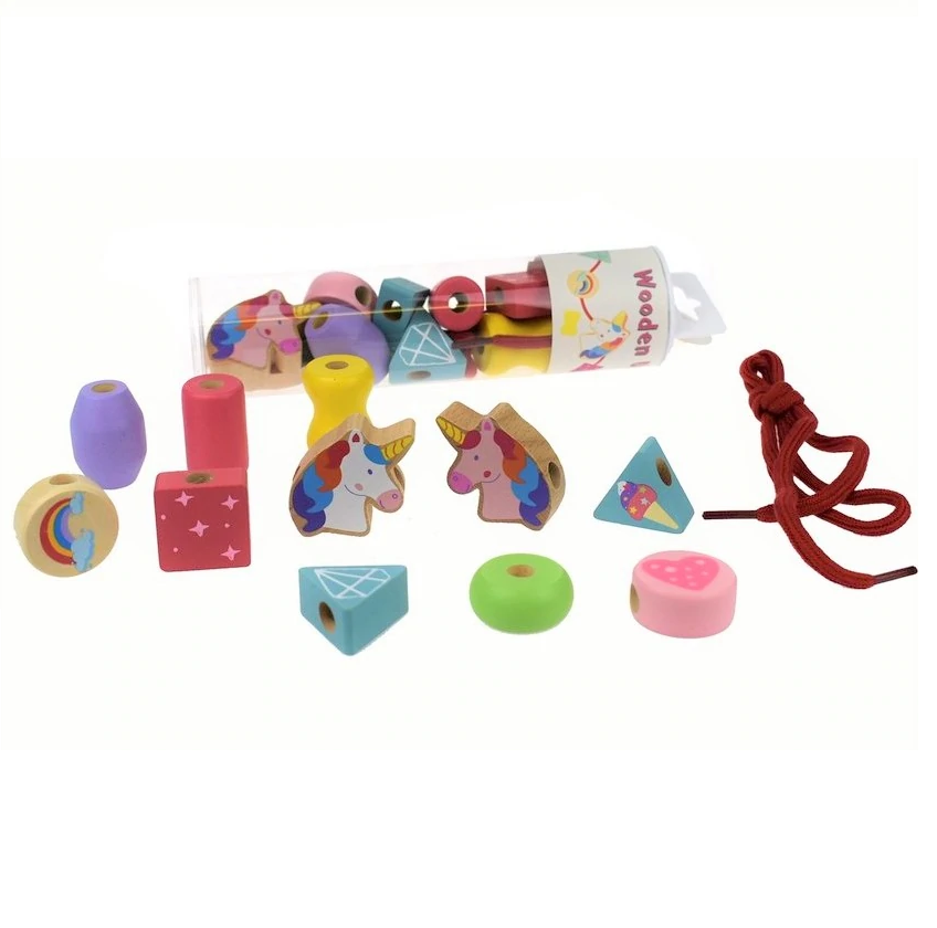 Wooden Lacing Beads - Unicorn