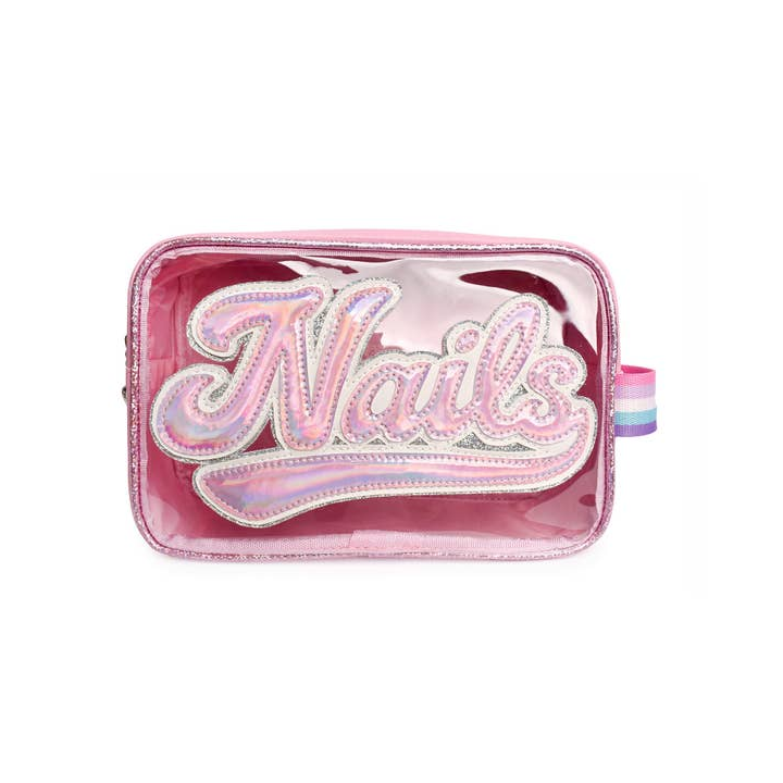 'Nails' Pastel Pink Peekaboo Pouch