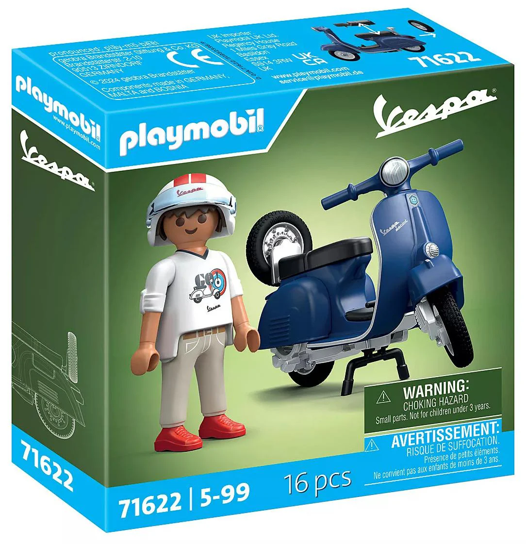 Blue Vespa with Man 71622