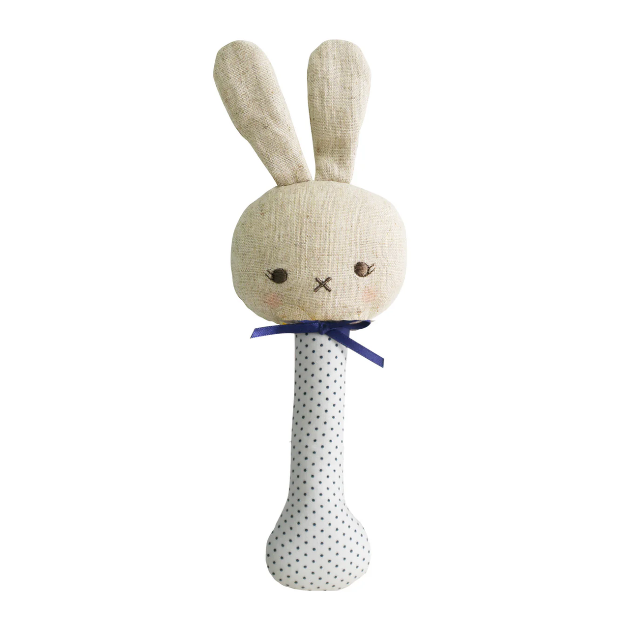 Bunny Stick Rattle - Navy Spot