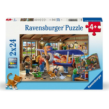 2 x 24 pc Puzzle - Airplane and Train Repairs