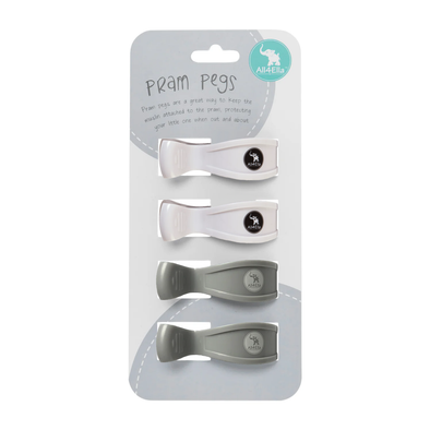 Pram Pegs 4 Pack - White/Grey