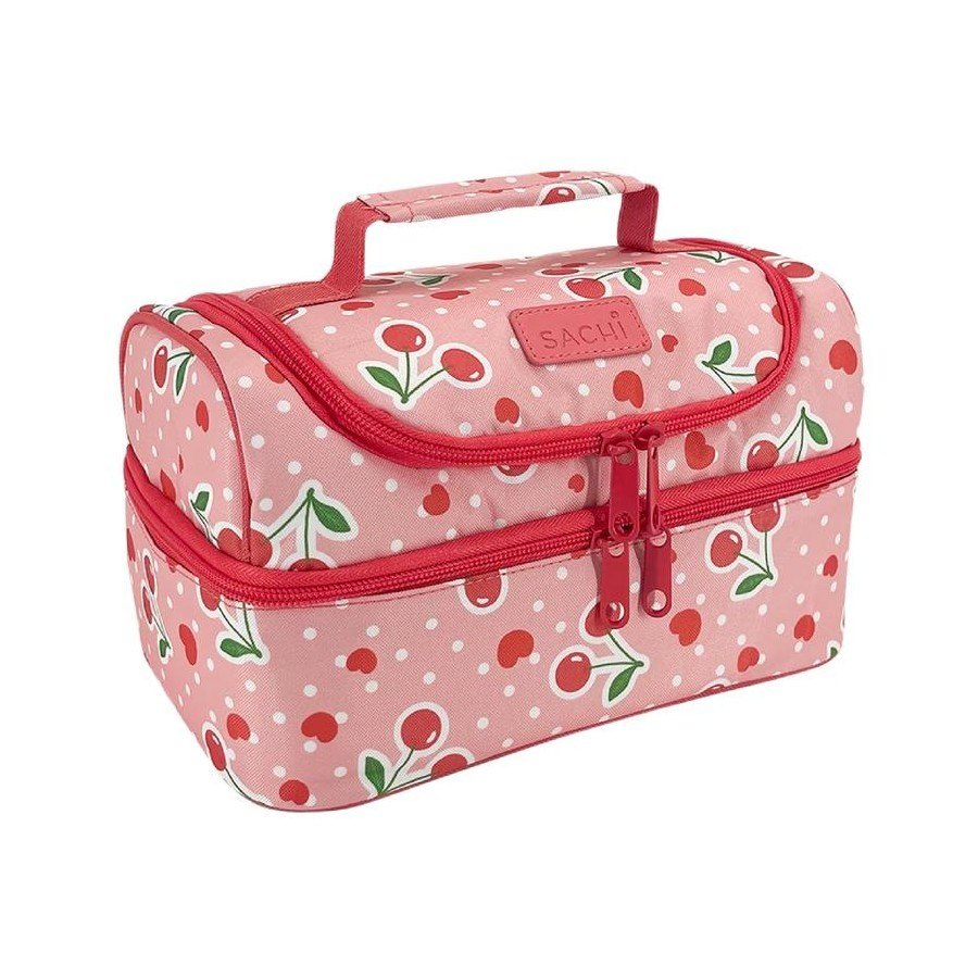 Insulated Double Decker Lunch Bag - Cherry Crush