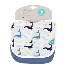 Roll Neck Bib 2pk - Whales