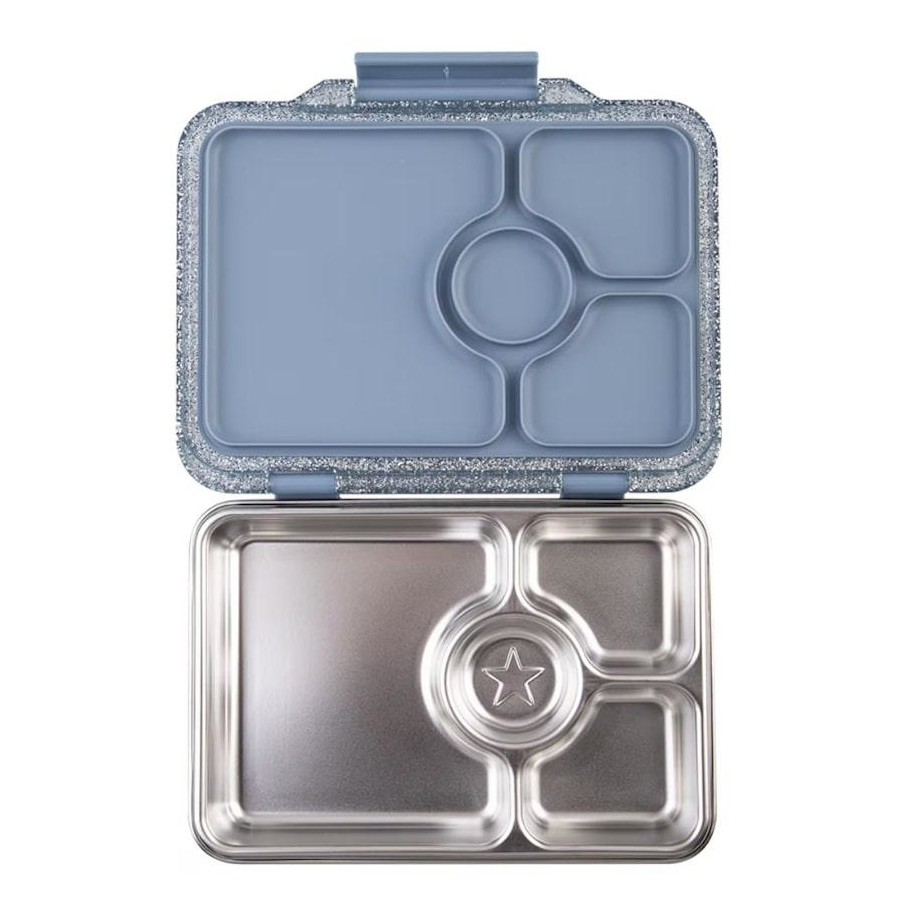 Stainless Steel Bento Lunchbox - Paris Blue Glitter - 4 Compartments