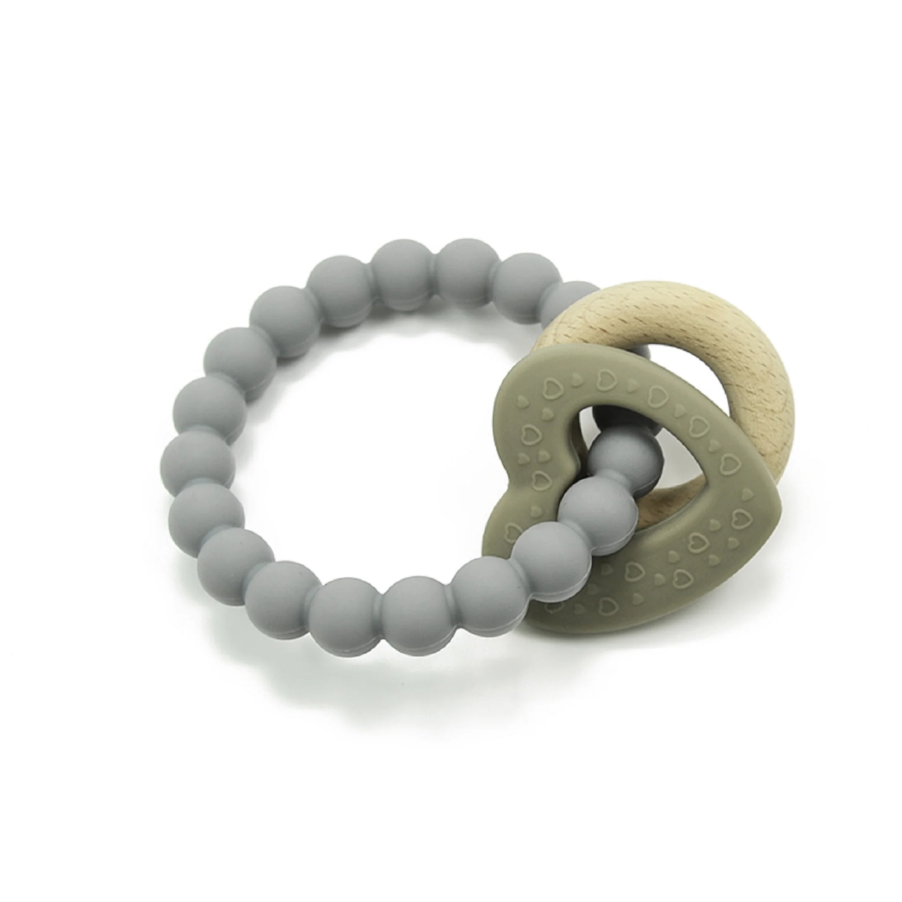 Silicone & Wood Teether Grey