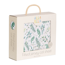 Organic Fitted Jersey Cot Sheet - Leaves