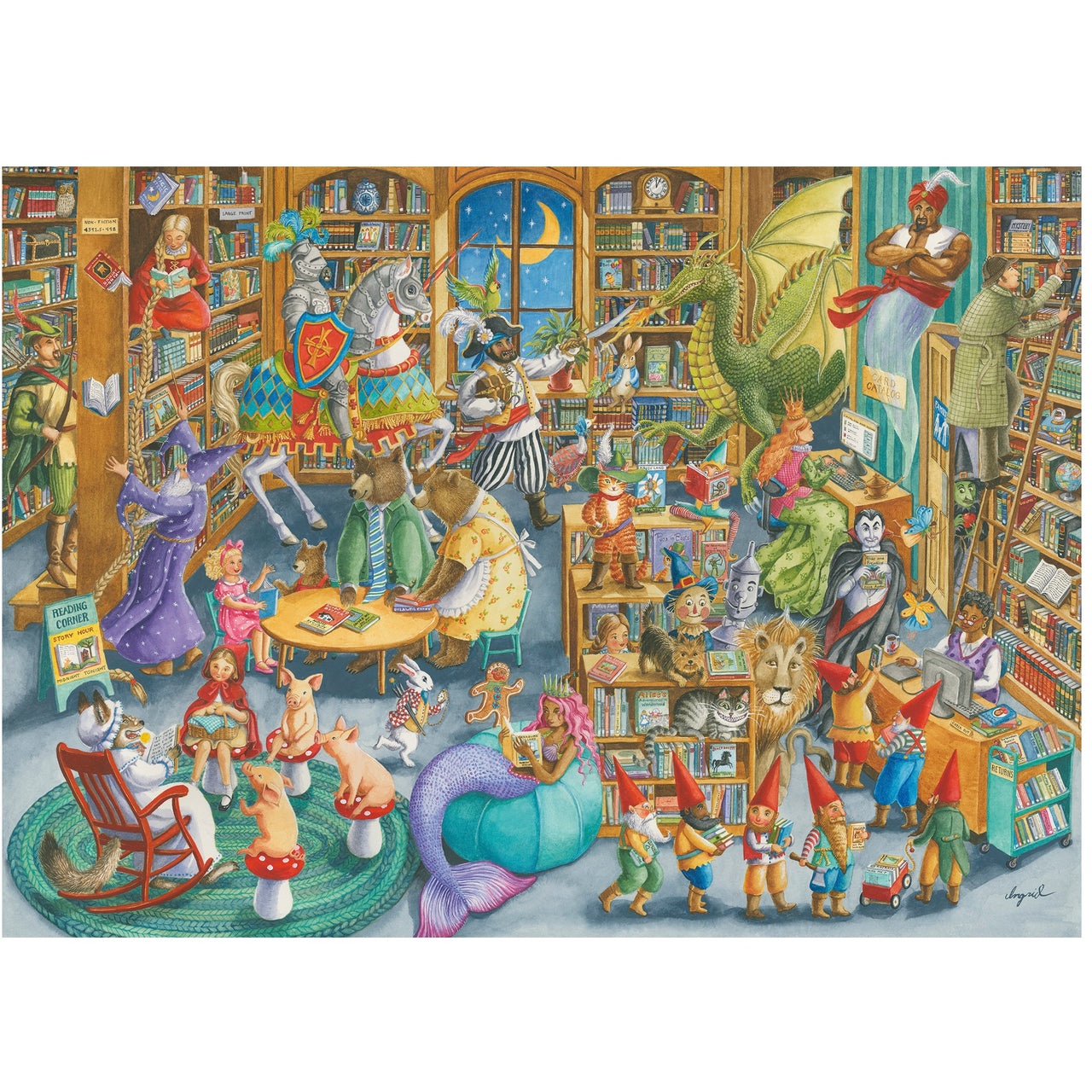 1000 pc Puzzle - Midnight At The Library