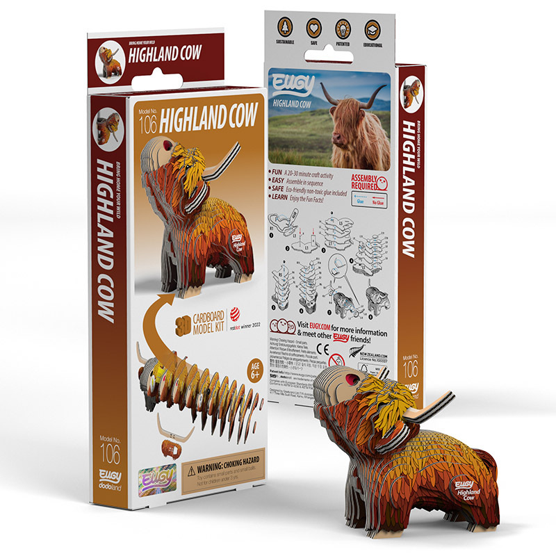 3D Cardboard Model Kit - Highland Cow