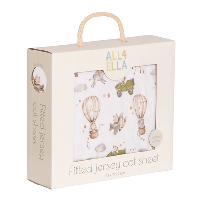 Organic Fitted Jersey Cot Sheet - Monkey Carnival