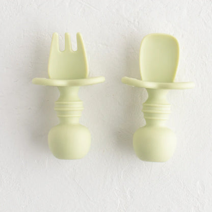 Silicone Training Cutlery - Baby First Stage Spoon and Fork Set