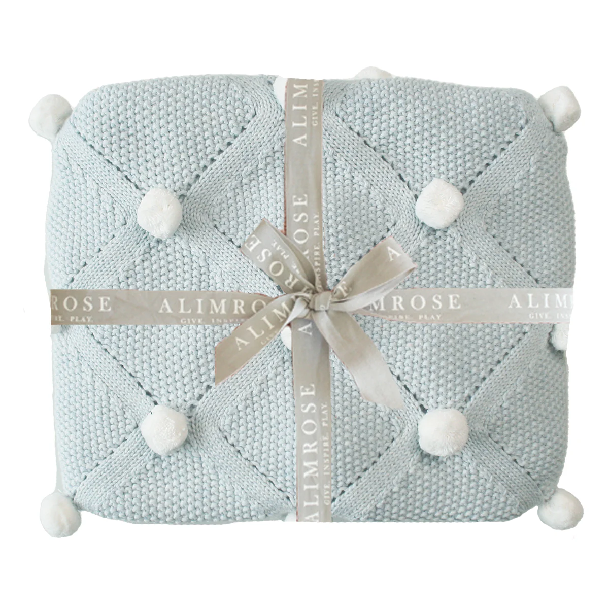 Pom Pom Baby Blanket - Powder Blue