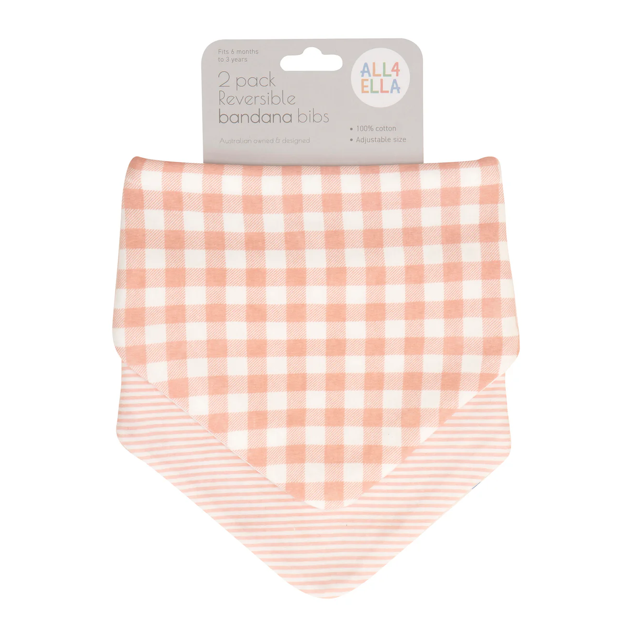 Bandana Bibs 2pk - Gingham Strawberry