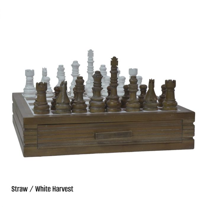 Anna Chess Set - Distressed Straw/ White Harvest