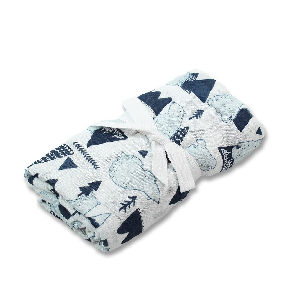 Luna Bamboo/Cotton Muslin Wrap - Navy