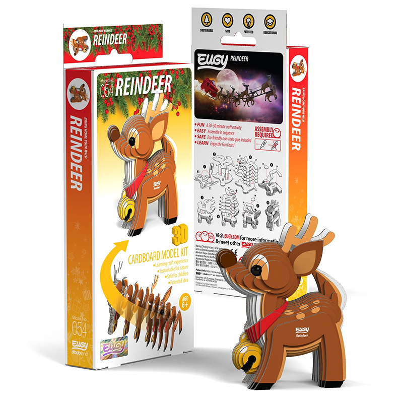 3D Cardboard Model Kit - Reindeer