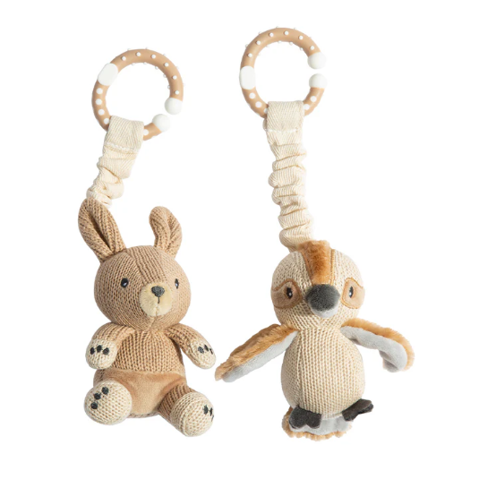 Stroller Toy 2pk - Kangaroo and Kookaburra