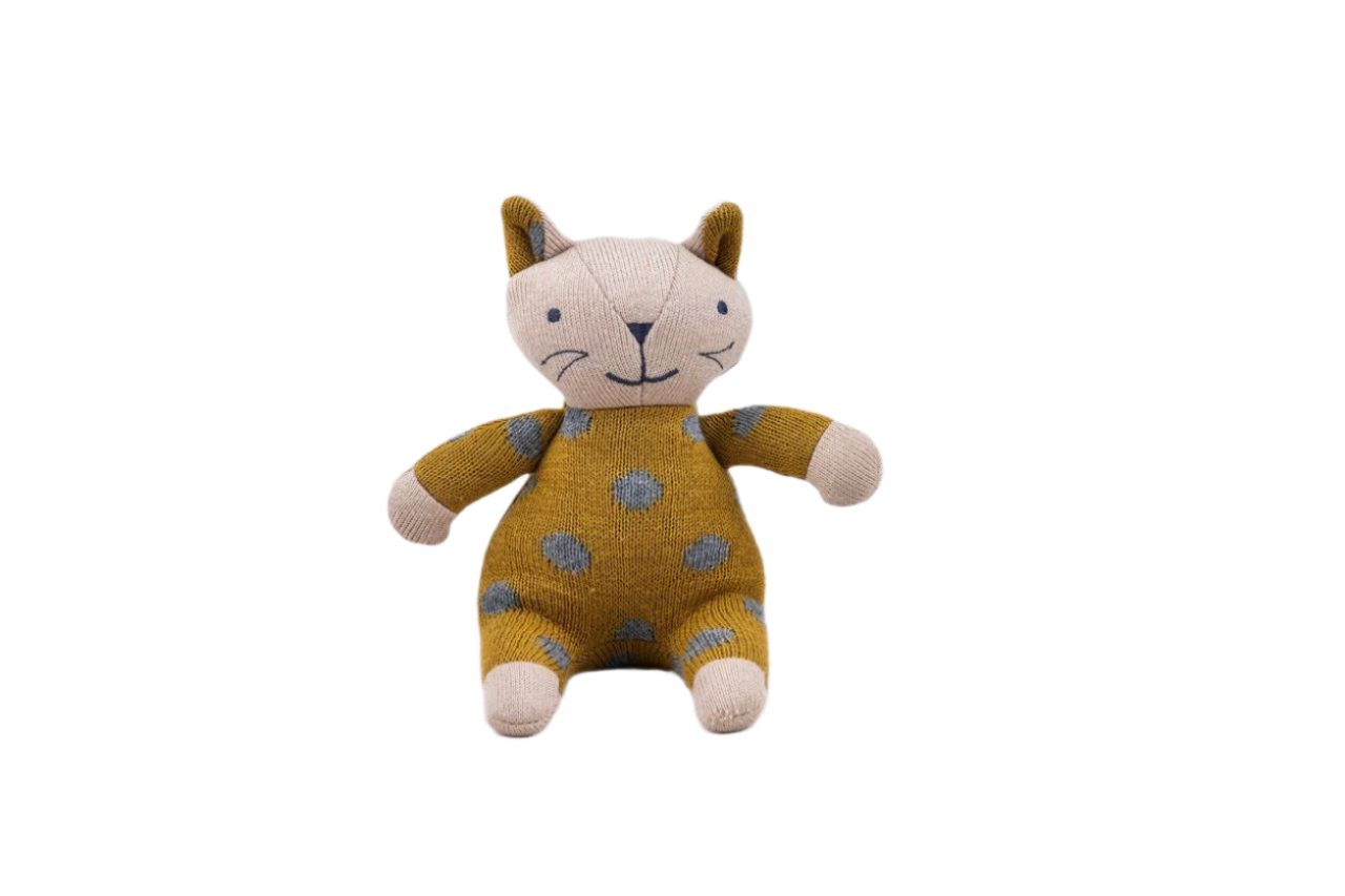Kitty Spot Knit Rattle Toy - Honey