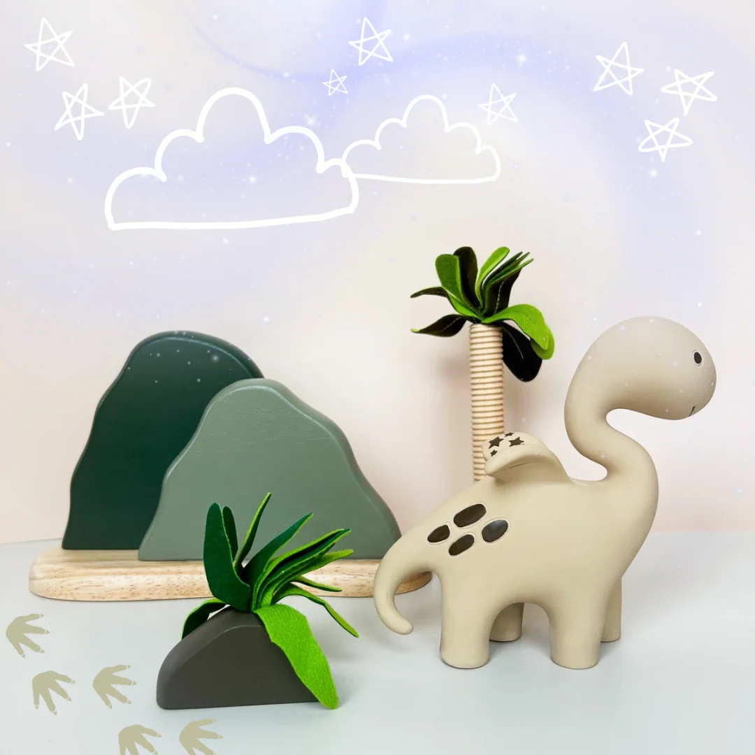 Natural Rubber Teether - Diplo The Dino Dragon - Brown