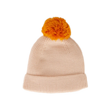 Beanie - Oslo Ribbed Cream with Mustard Pom