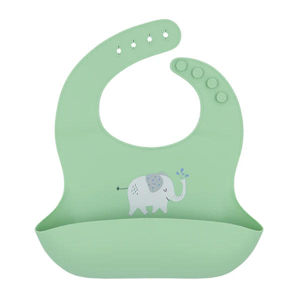 Silicone Bib - Elephant/Sage