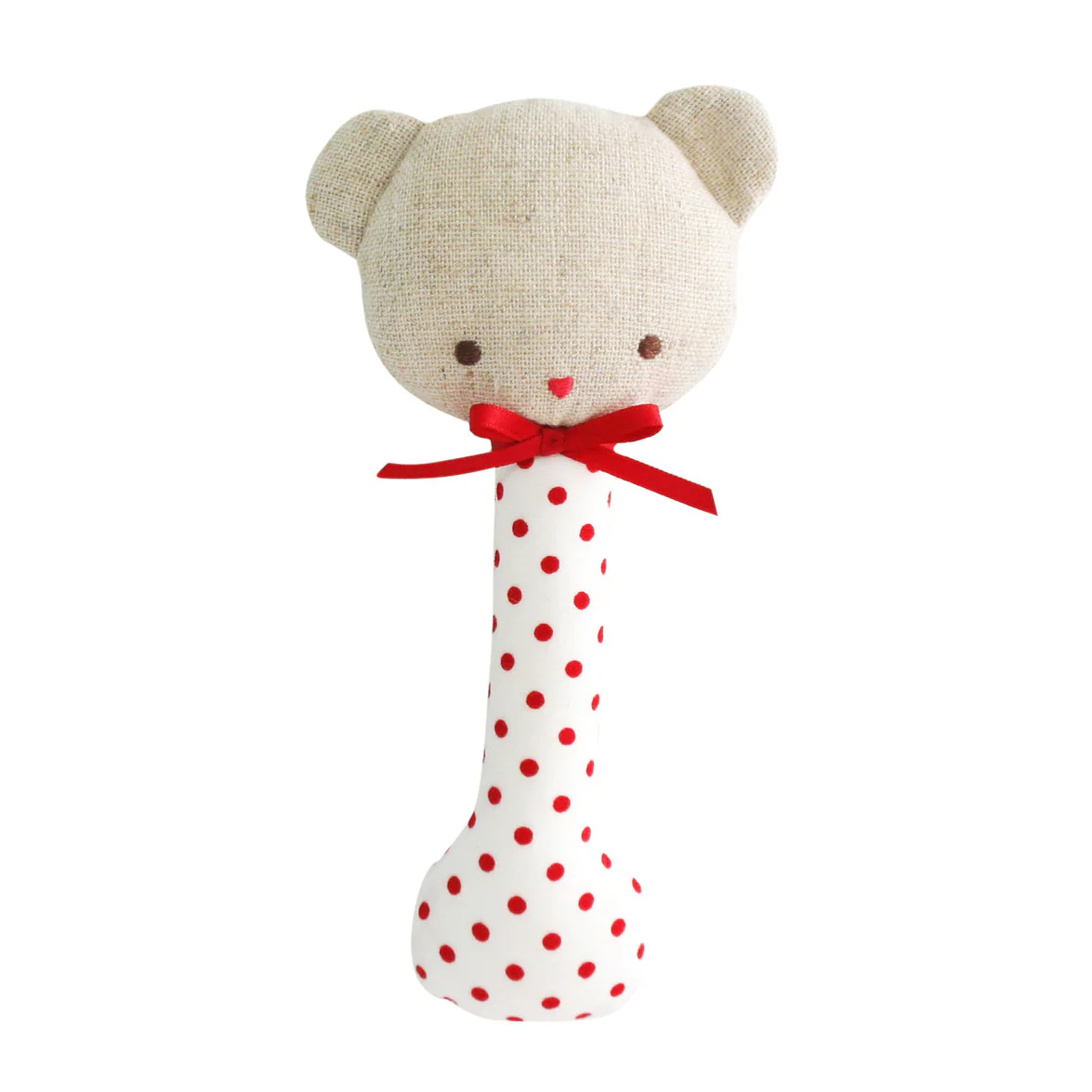 Baby Bear Stick Rattle - Red Spot