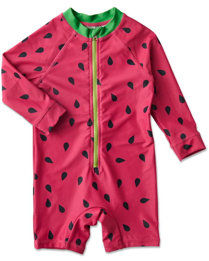 Baby Long Sleeve Zip Bathers - Melon
