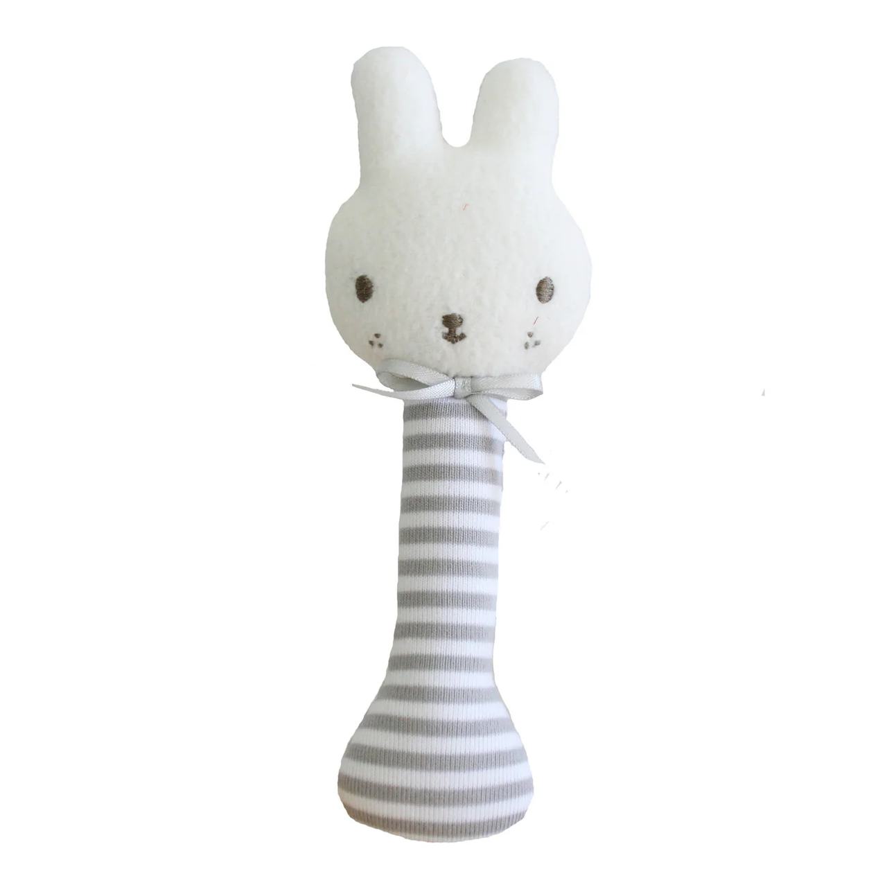 Baby Bunny Stick Rattle - Grey